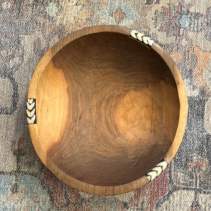 Wood Round Bowls with Bone inlay