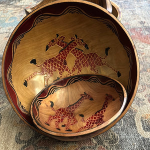 Wood Carved Painted Bowls