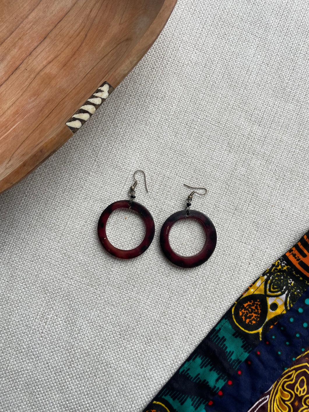 Earrings - Wooden Circle