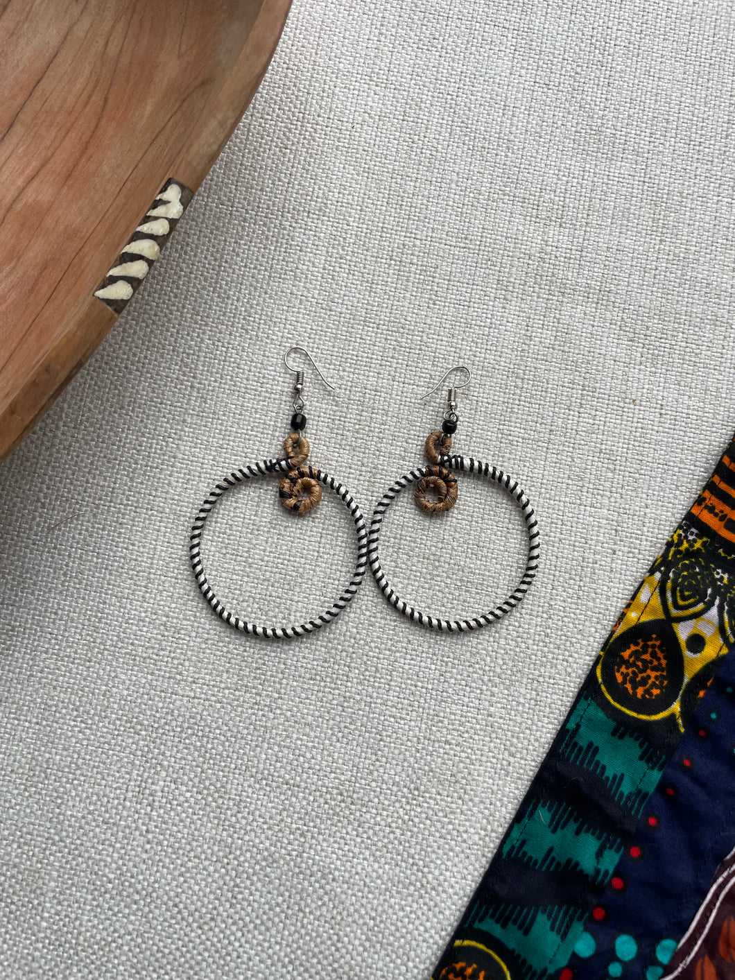 Earrings - Banana Leaf Woven Hoops