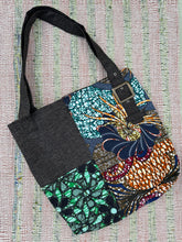 Load image into Gallery viewer, Bag:  Large Zip Top Kitenge Canvas Tote Bag
