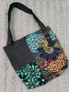 Bag:  Large Zip Top Kitenge Canvas Tote Bag