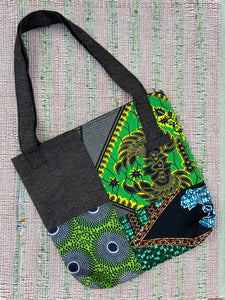 Bag:  Large Zip Top Kitenge Canvas Tote Bag