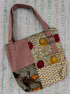 Bag:  Large Zip Top Kitenge Canvas Tote Bag