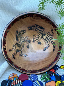 Wood Carved Painted Bowls