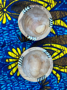 Wood Round Bowls with Bone inlay