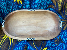 Load image into Gallery viewer, Wood Oblong Bowl with bone inlay
