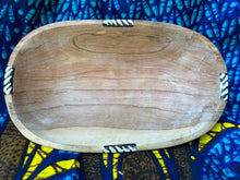 Load image into Gallery viewer, Wood Oblong Bowl with bone inlay
