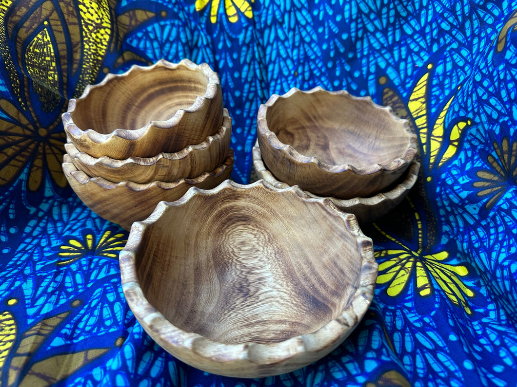 Wood Individual Salad Bowls. set of 6