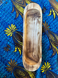 Wood Oblong Condiment Bowl or Candle Bowl