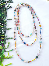 Load image into Gallery viewer, Necklace - Long single strand medium paper bead necklaces (Multiple colors/styles)
