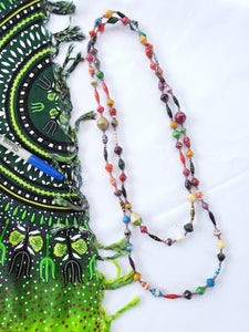 Necklace - Long single strand medium paper bead necklaces (Multiple colors/styles)