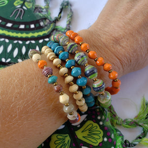 Bracelets - Single Strand Paper Bead Bracelet