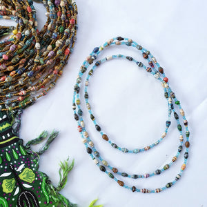 Necklace - Long single strand Tiny paper bead necklaces (Multiple colors/styles)