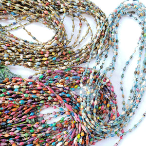 Necklace - Long single strand Tiny paper bead necklaces (Multiple colors/styles)
