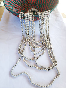 Necklace - White seeds single strand long