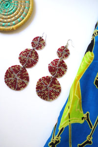 Earring - Large 3 Disc Seed Bead (Multiple colors)