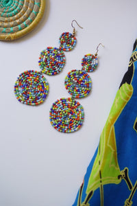 Earring - Large 3 Disc Seed Bead (Multiple colors)