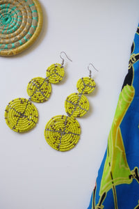 Earring - Large 3 Disc Seed Bead (Multiple colors)