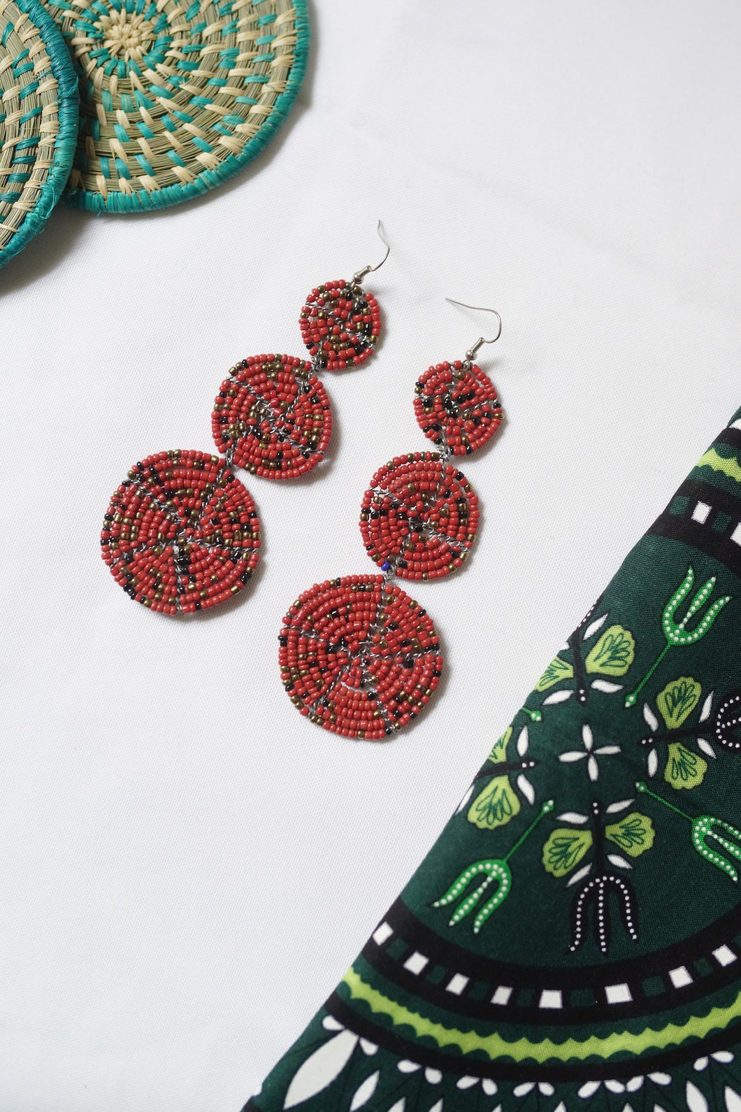 Earring - Large 3 Disc Seed Bead (Multiple colors)