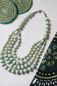 Necklace - Paper Bead Mint Multi strand
