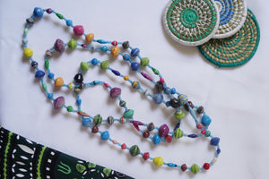Necklace - Long single strand medium paper bead necklaces (Multiple colors/styles)