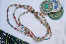 Load image into Gallery viewer, Necklace - Long single strand medium paper bead necklaces (Multiple colors/styles)
