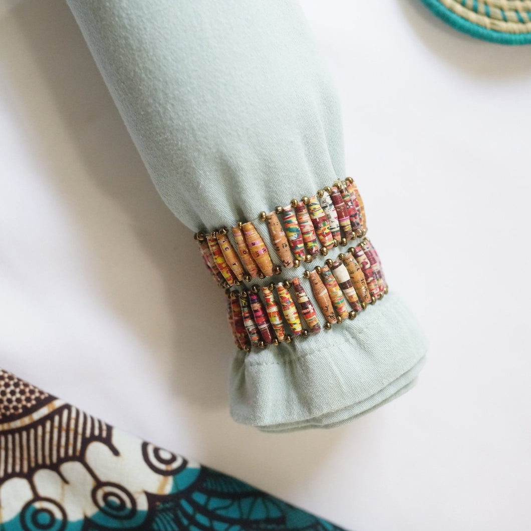 Bracelet - Paper Bead Elastic Cuff