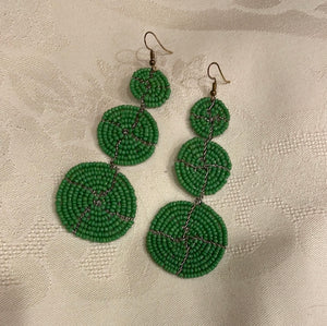 Earring - Large 3 Disc Seed Bead (Multiple colors)